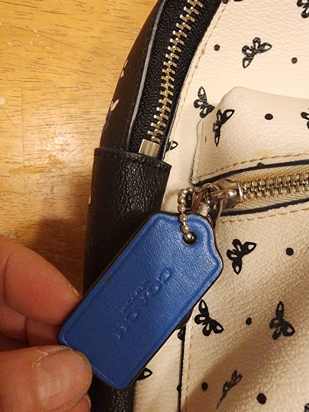 Coach White & Black Mini Backpack with Red Lip Patch - Picture 4 of 16